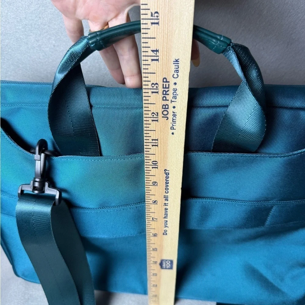 Mosiso 360 Protective Laptop Shoulder Bag in Teal Green Fleece Lined Trolly Belt